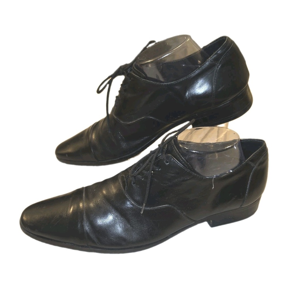 Vintage Santini Black Leather Dress Shoes / Oxfords Men's Size 27 (US 9 / 9.5) N